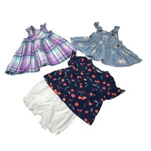 Baby Girl's - Plaid Dress, Navy Dress &‎ Bloomers & Blue Jumper - - Size 6 Month